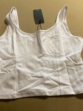 Shinestar White Corset Crop Tank